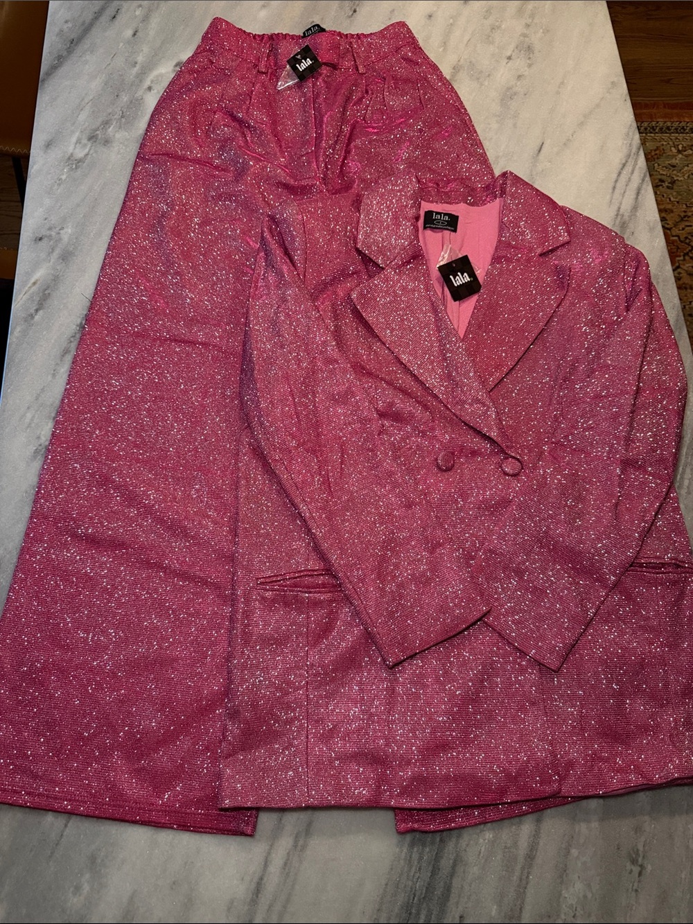 Dressed in LALA Sparkle Pink Skirt Set